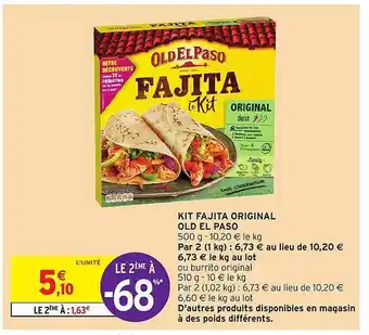 Intermarché Express Kit fajita original old el paso offre
