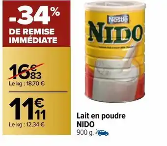Carrefour Market Lait en poudre nido offre