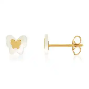 Maty Boucles d'oreilles or jaune 375 papillons nacres offre