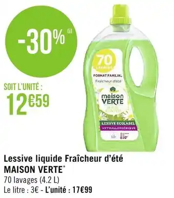 Géant Casino Lessive liquide fraîcheur d'été MAISON VERTE offre