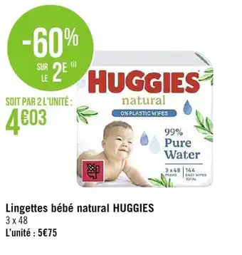 Lingettes bébé natural HUGGIES