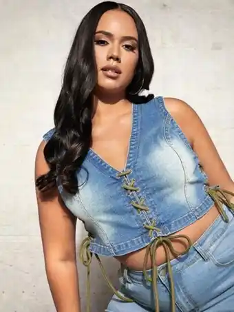 SheIn Top en jean à lacets sans manches offre