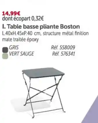 Gifi Table basse pliante boston offre