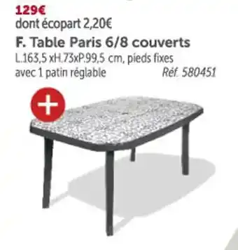 Table paris 6/8 couverts