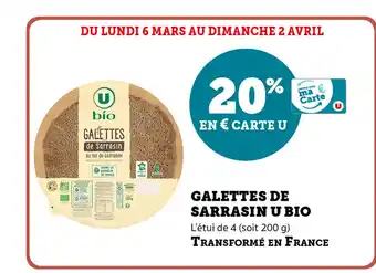 Super U Galettes de Sarrasin U Bio offre