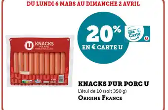 Super U Knacks Pur Porc U offre