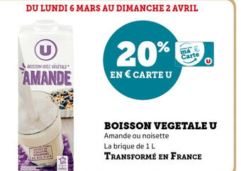 Super U Boisson Vegetale U offre