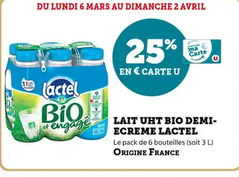 Lait UHT Bio Demi-Ecreme Lactel