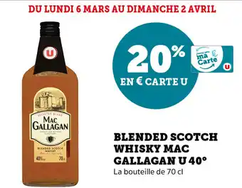 Super U Blended Scotch Whisky Mac Gallagan U 40° offre