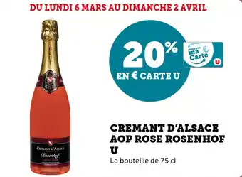 Super U Cremant D'Alsace AOP Rose Rosenhof U offre