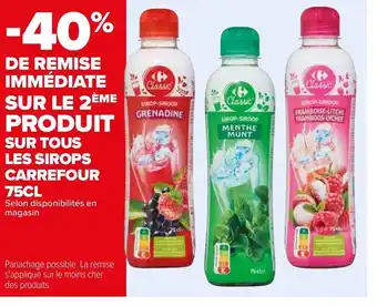 Carrefour Sirops Carrefour 75CL offre