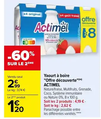 Carrefour Yaourt à Boire Offre Découverte Actimel offre