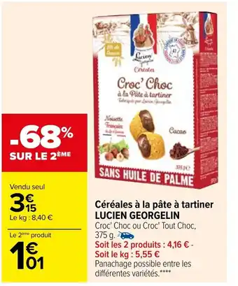 Carrefour Céréales à La Pâte à Tartiner Lucien Georgelin offre