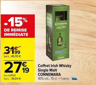 Carrefour Coffret Irish Whisky Single Malt Connemara offre
