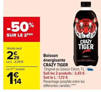 Carrefour Boisson Énergisante Crazy Tiger offre