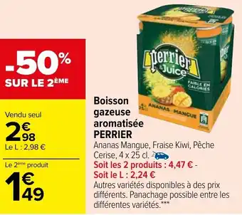 Carrefour Boisson Gazeuse Aromatisée Perrier offre