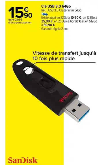 Carrefour Clè USB 3.0 64Go offre