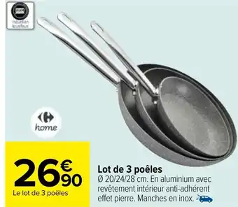 Carrefour Lot De 3 Poêles offre