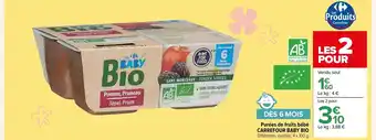 Carrefour Purées De Fruits Bébé Carrefour Baby Bio offre