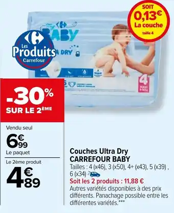Carrefour Couches Ultra Dry Carrefour Baby offre