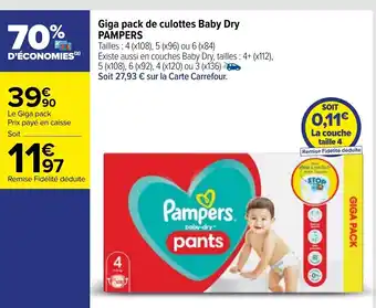 Giga Pack De Culottes Baby Dry Pampers