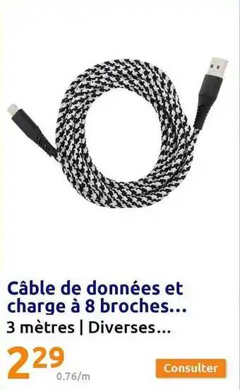 Action Câble de données et charge à 8 broches offre