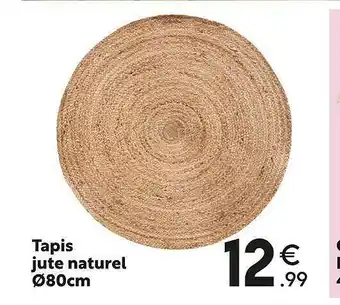 Maxi Bazar Tapis jute naturel ø 80 cm offre