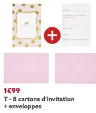 8 Cartoons D'Invitation + Enveloppes