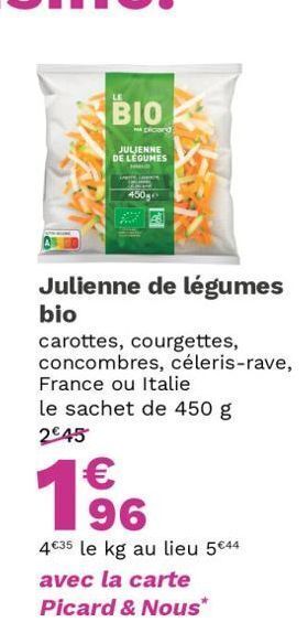 Picard Julienne de légumes bio offre