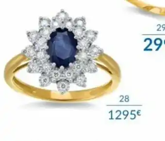 Bague or 750 milliĂšmes rhodie saphir et diamants