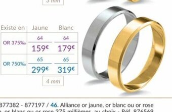 Auchan Alliacne or jaune ou or blanc offre