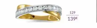 Bague or bicolore 375 millièmes et oxydes de zirconium