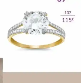 Bague or 375 millièmes rhodie et oxydes de zirconium