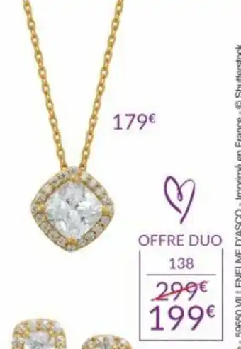 Auchan Parure collier +boucles d'oreilles or 375 millièmes offre
