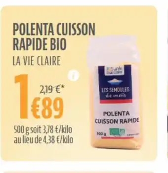 La Vie Claire Polenta cuisson rapide bio offre