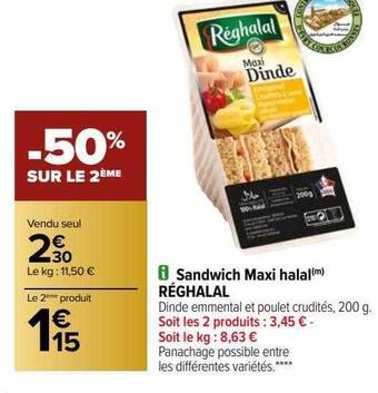 Carrefour Sandwich maxi halal réghalal offre