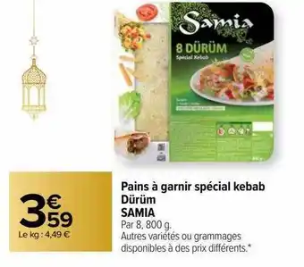 Carrefour Pains à garnir spécial kebak dürüm samia offre