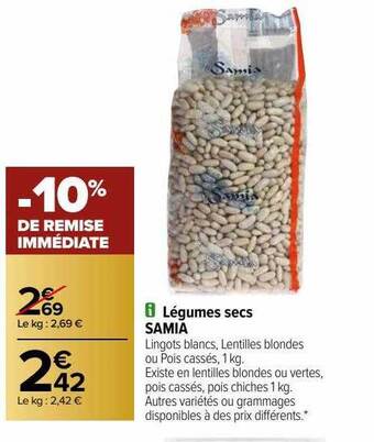 Carrefour Légumes secs samia offre