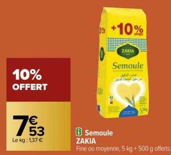 Carrefour Semoule zakia offre