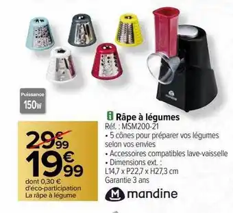 Carrefour Râpe à légumes mandine offre