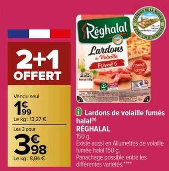 Lardons de volaille fumés halal réghalal
