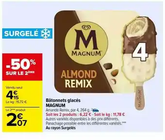 Carrefour Bâtonnets glacés magnum offre