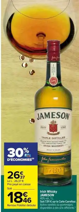 Carrefour Irish whisky jameson offre