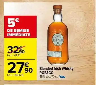 Carrefour Blended irish whisky roe & co offre