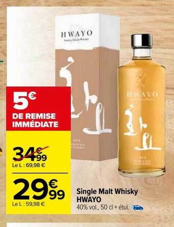 Carrefour Single malt whisky hwayo offre
