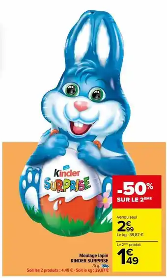 Carrefour Moulage lapin kinder surprise offre