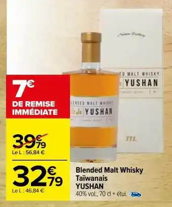 Carrefour Blended malt whisky taïwanais yushan offre