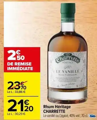 Carrefour Rhum héritage charrette offre
