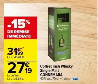 Carrefour Coffret irish whisky single malt connemara offre