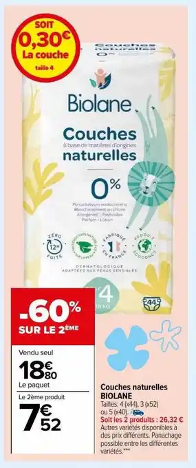 Carrefour Couches naturelles biolane offre